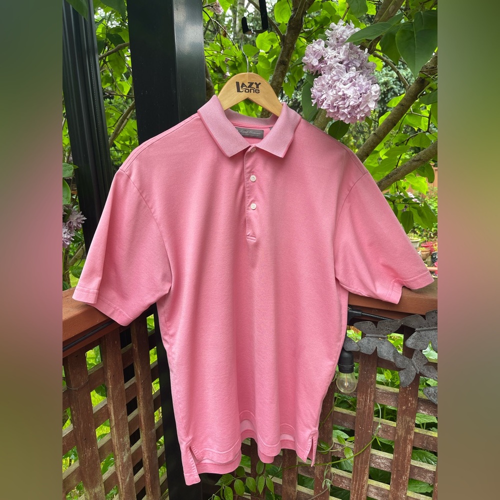 DANIEL CREMIEUX M pink Signature collection cotton blend 3 button polo